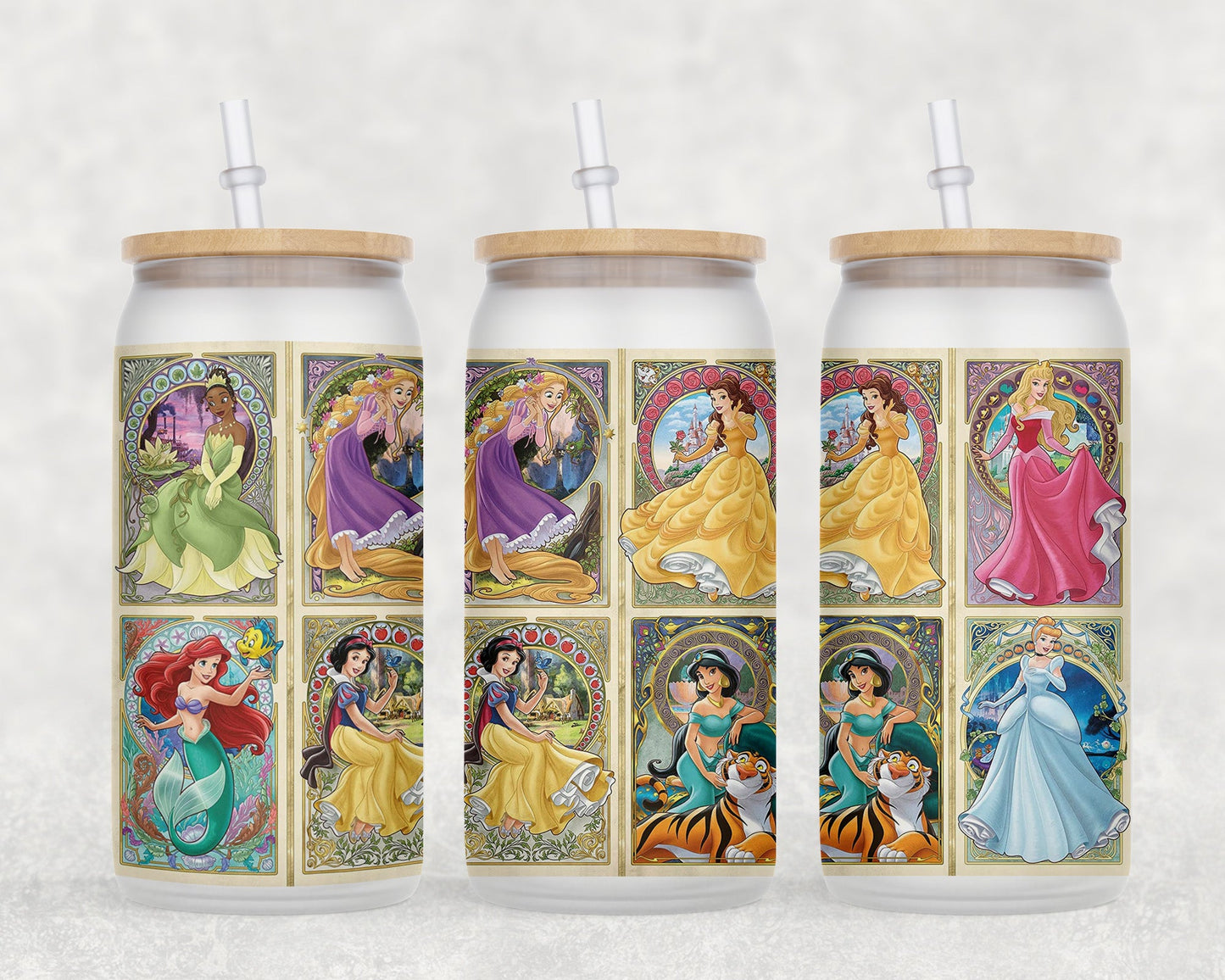 Princesses 16 Oz Glass Can Coffee Mug