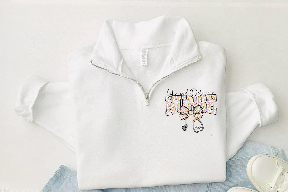 Floral Nurse Medical Quarter Zip