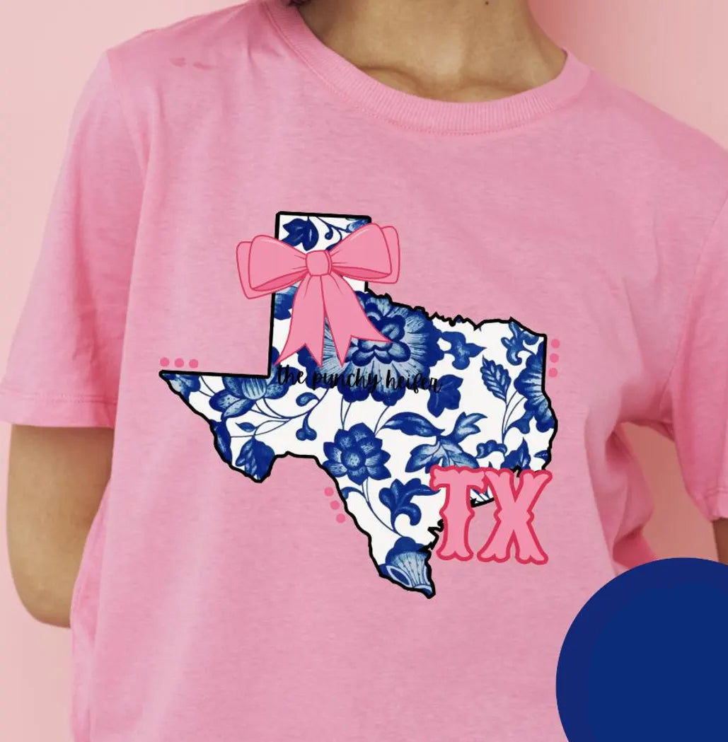 Blue Floral Texas Graphic Tee