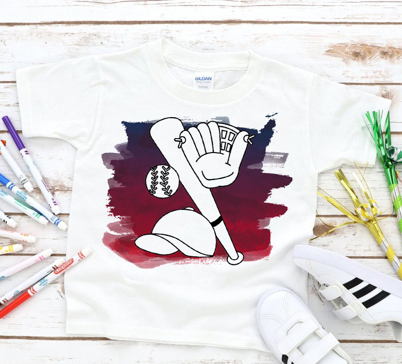 Coloring Tee - Baseball/Softball Graphic Tee