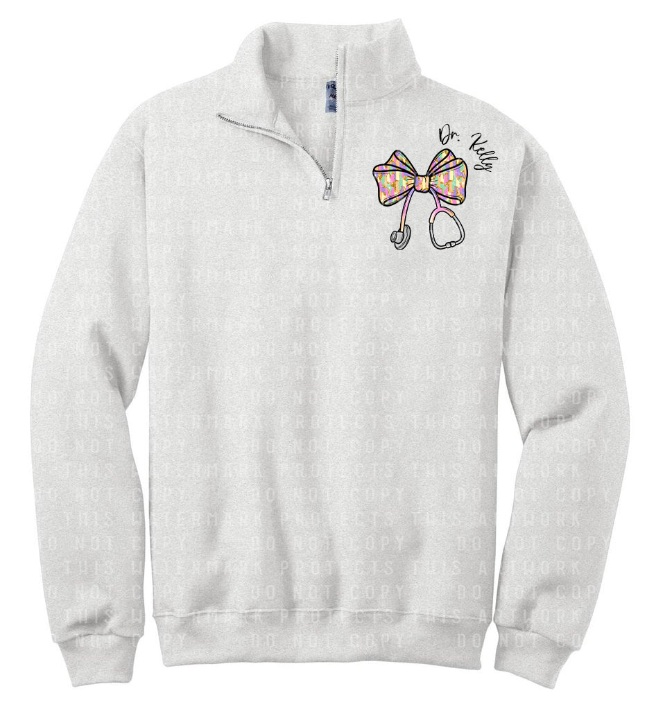 Bright Paint Strokes Bow Stethoscope Quarter Zip