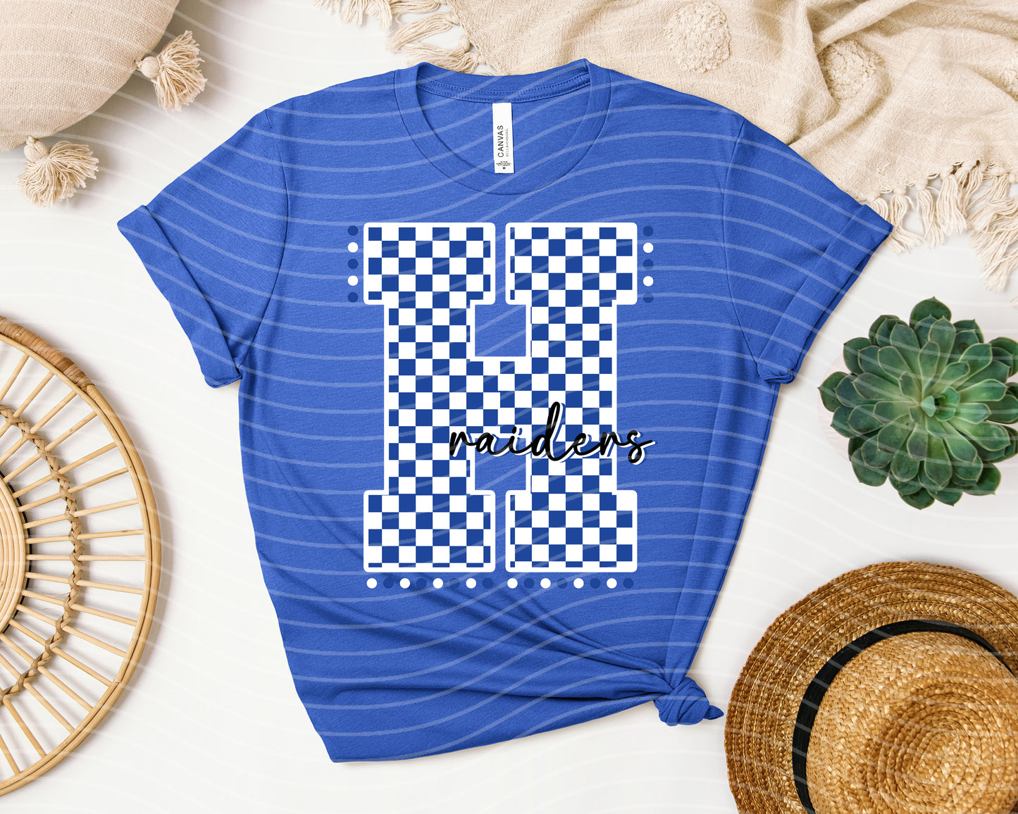 Spirit Wear Checkered Letter Graphic Tee