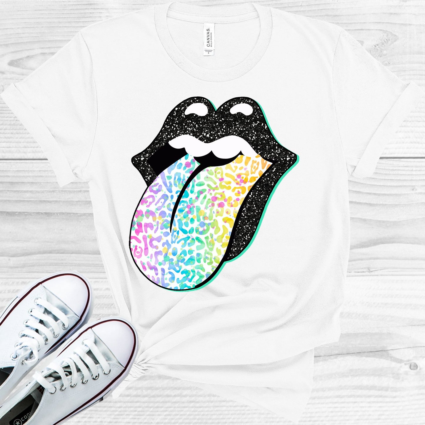 Rainbow Leopard Tongue Graphic Tee Graphic Tee