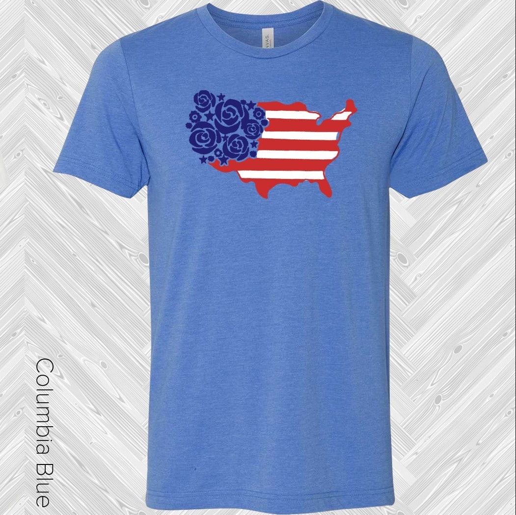 Roses Usa Flag Graphic Tee Graphic Tee