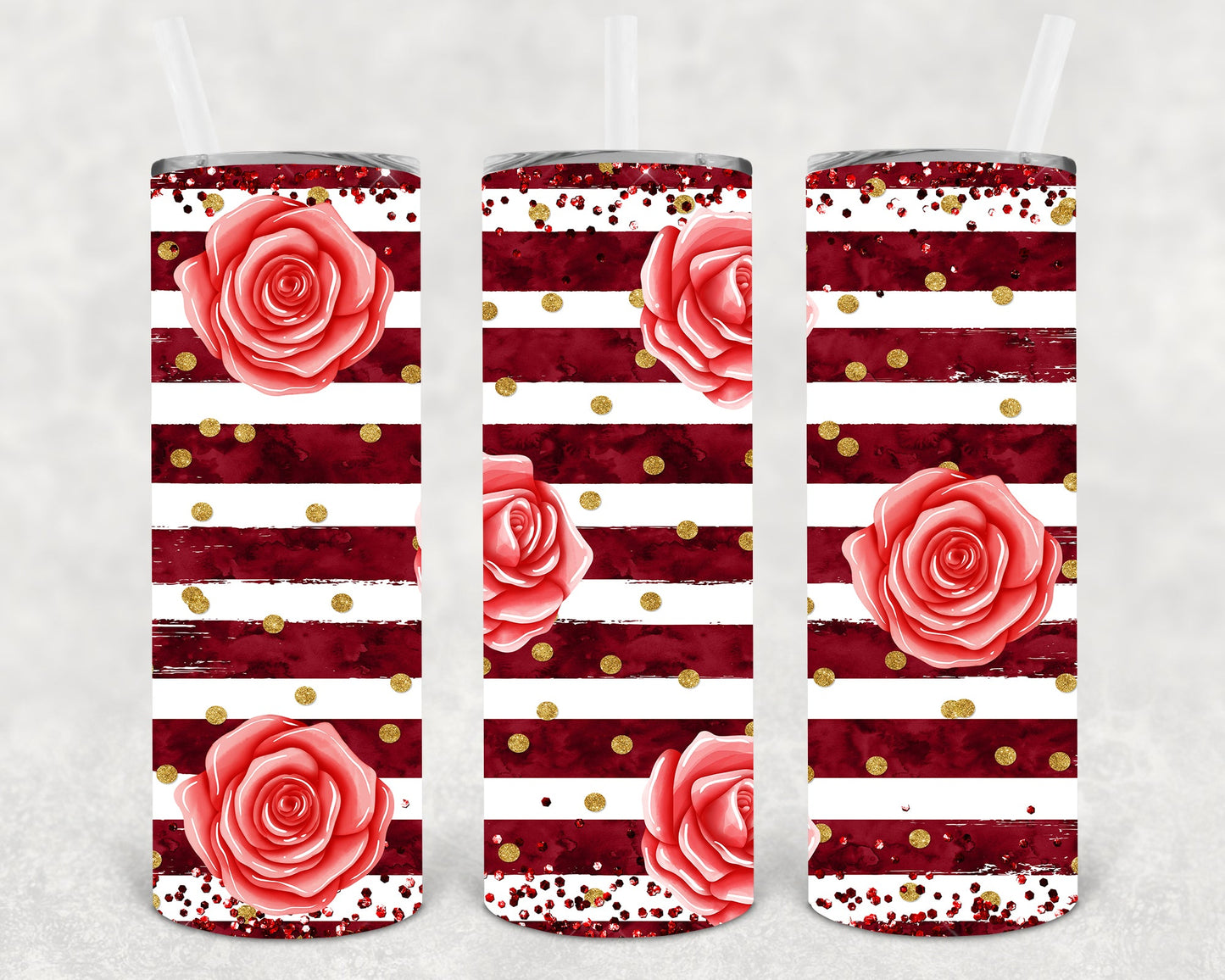 Roses And Stripes 20 Oz Skinny Tumbler