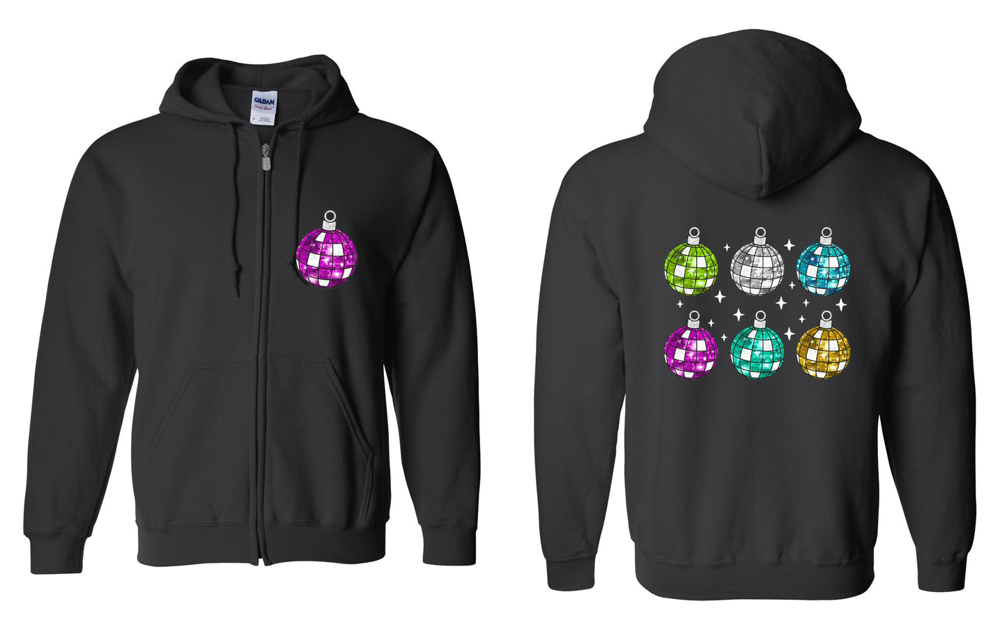 Glitter Ornaments Zip Up Hoodie