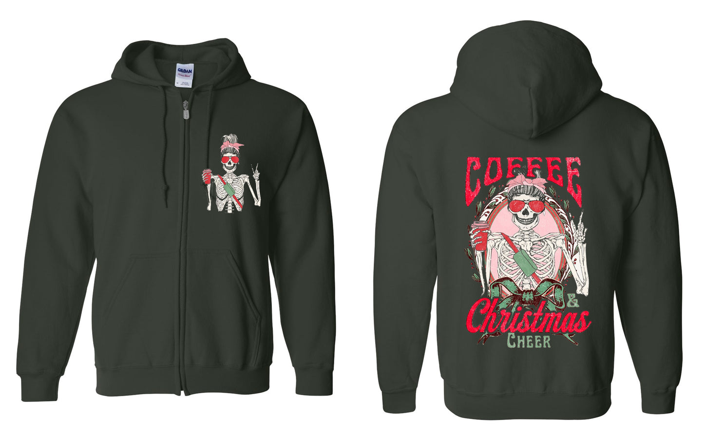 Coffee & Christmas Cheer Zip Up Hoodie
