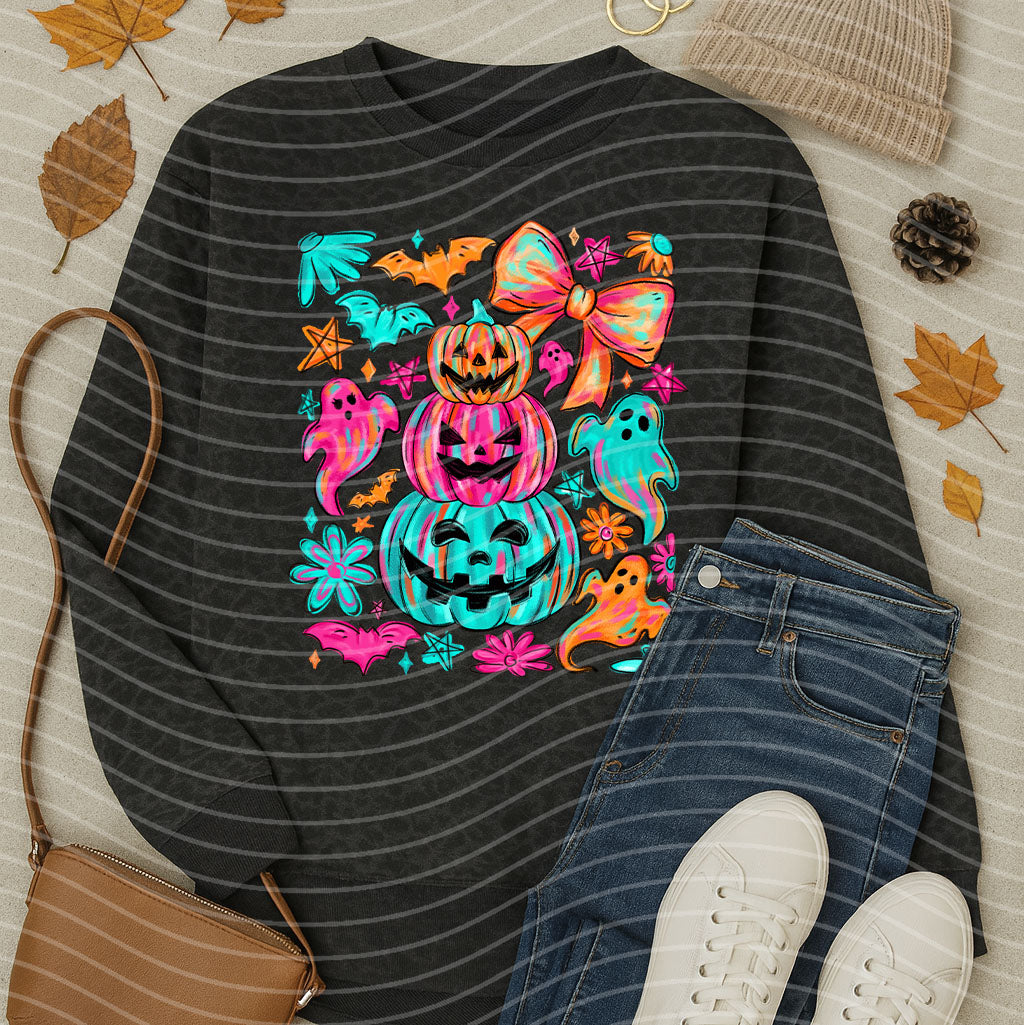 Bright Ghosts and Pumpkins Graphic Tee