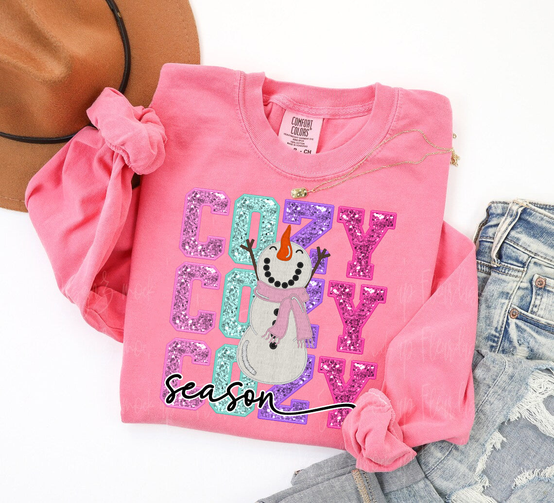 Cozy Season Faux Glitter Graphic Tee