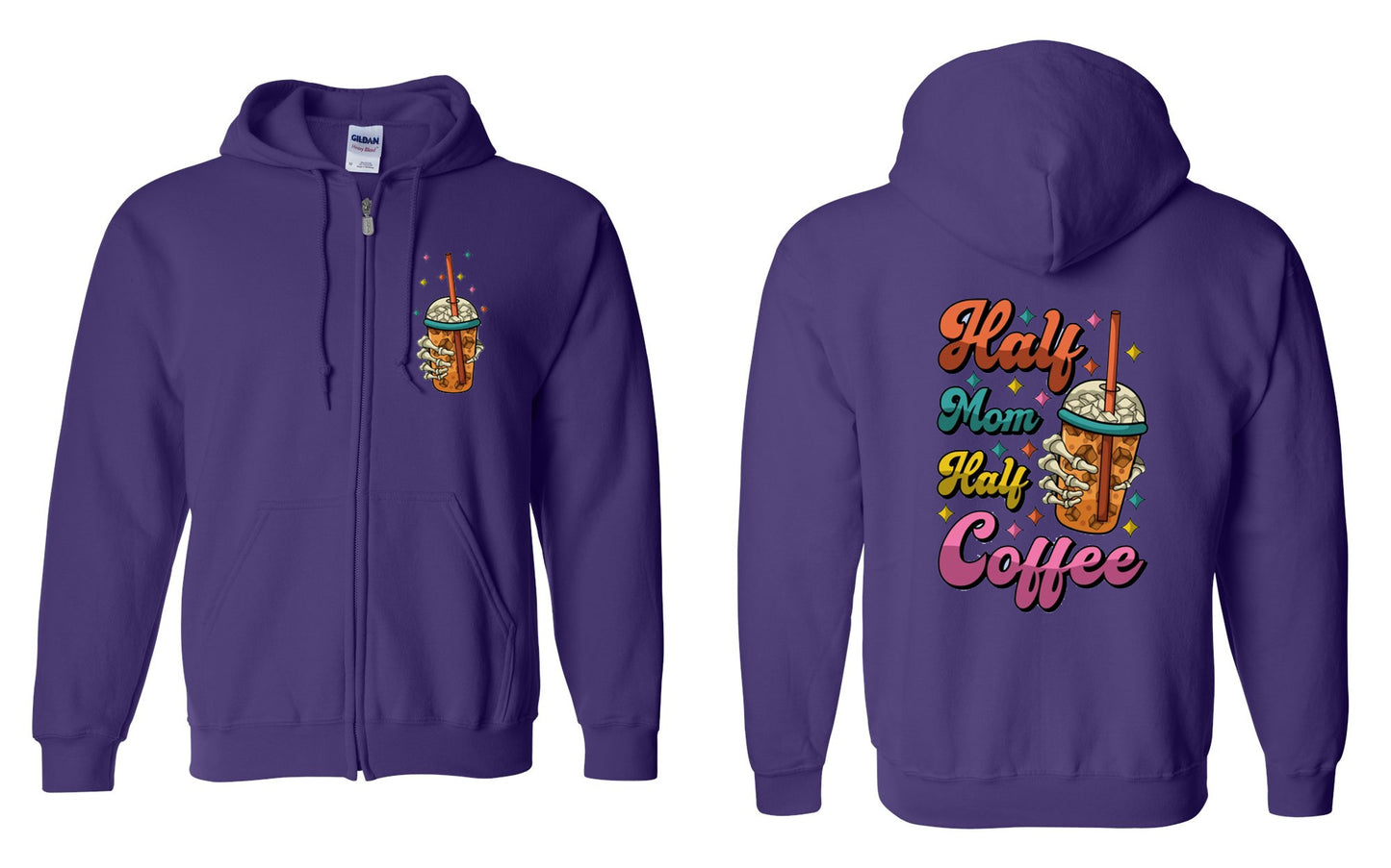 Half Mom Half Coffee Zip Up Hoodie