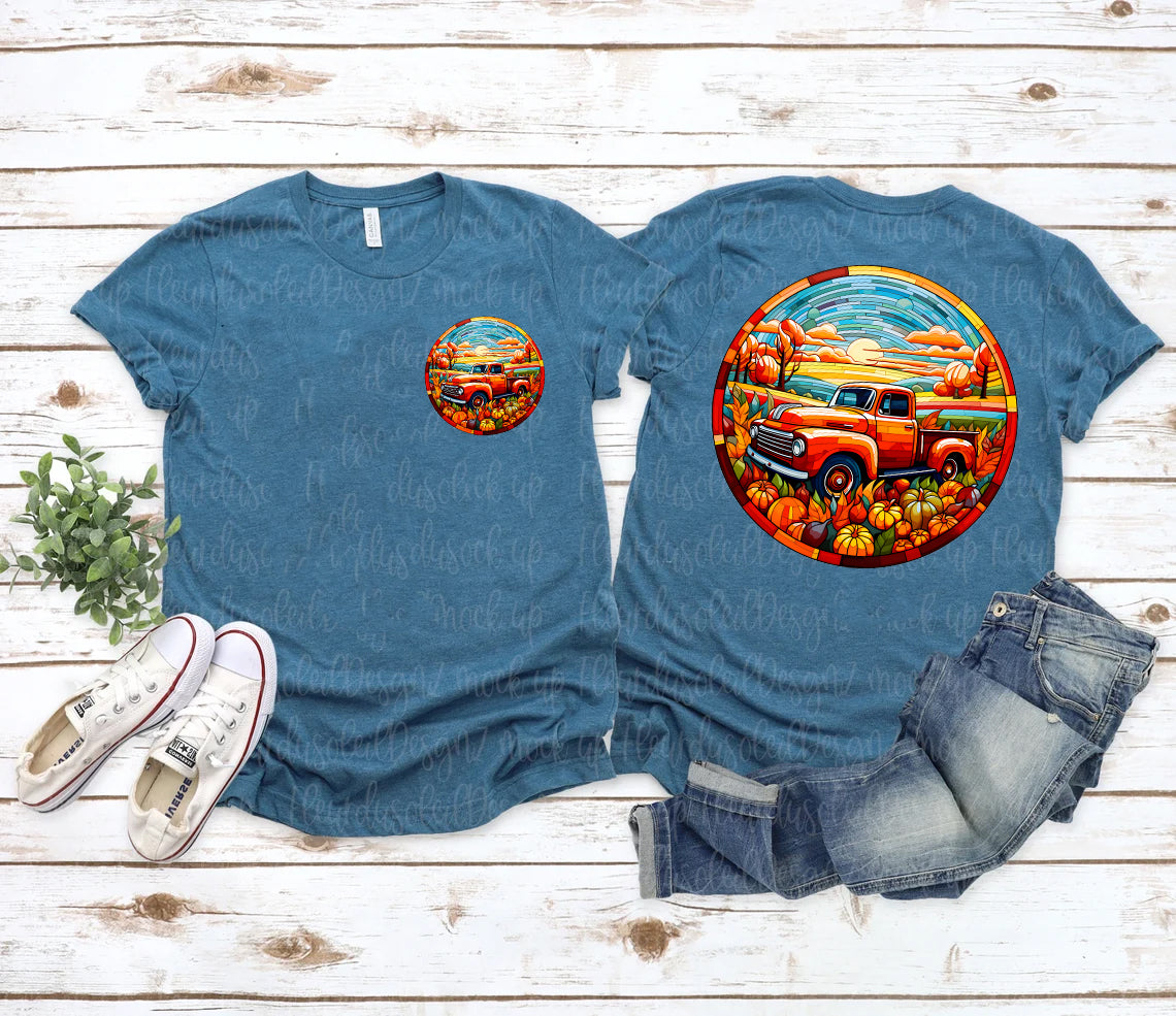 Fall Truck Stained Glass Graphic Tee