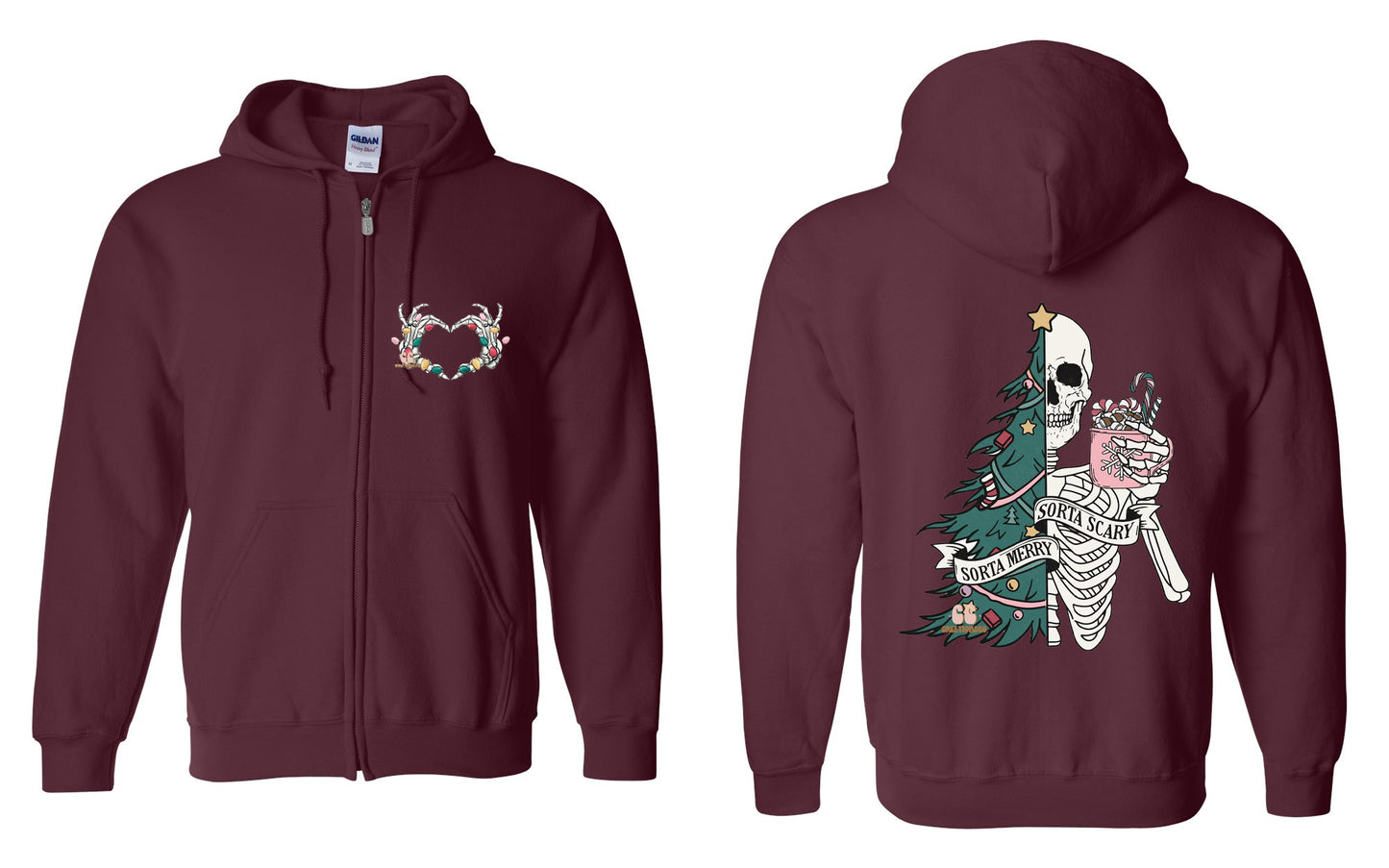 Sorta Merry Sorta Scary Zip Up Hoodie