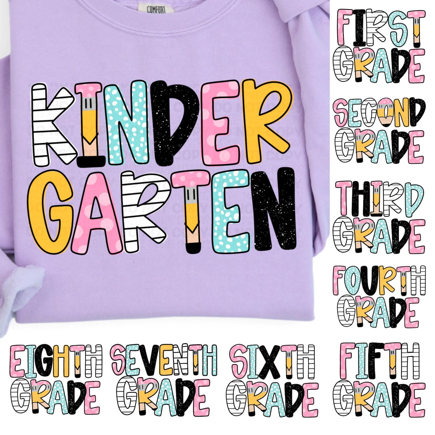 Back to School Pencils and Lines Graphic Tee