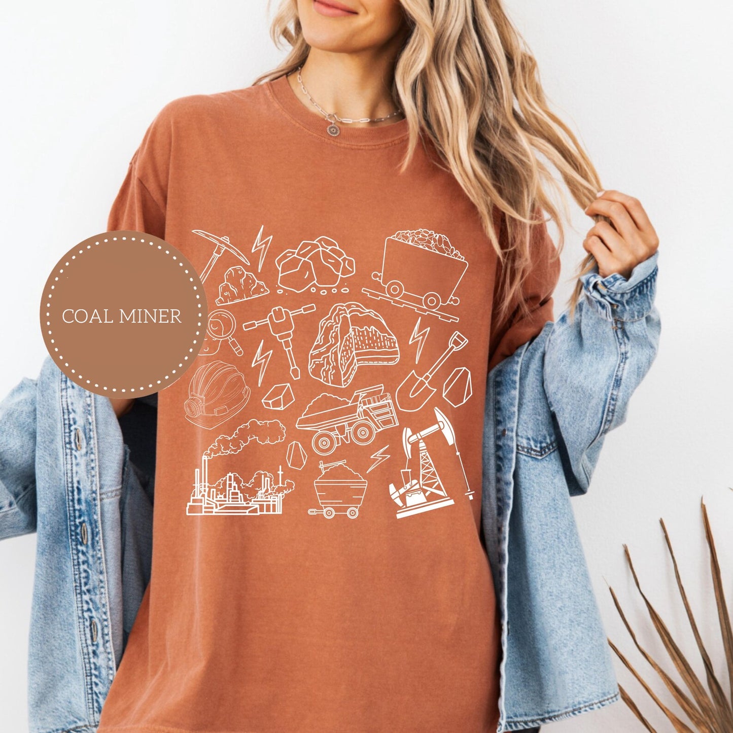 Coal Miner Doodle Icons Graphic Tee