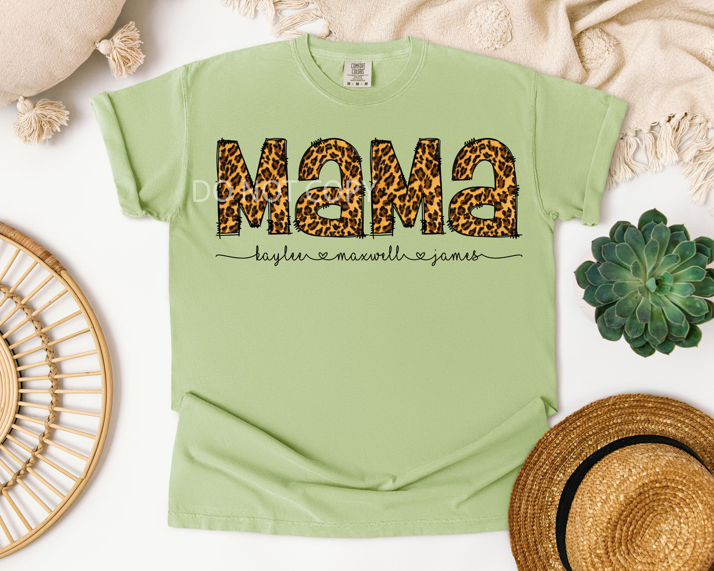 Customized Leopard Mama with Kids Graphic Tee