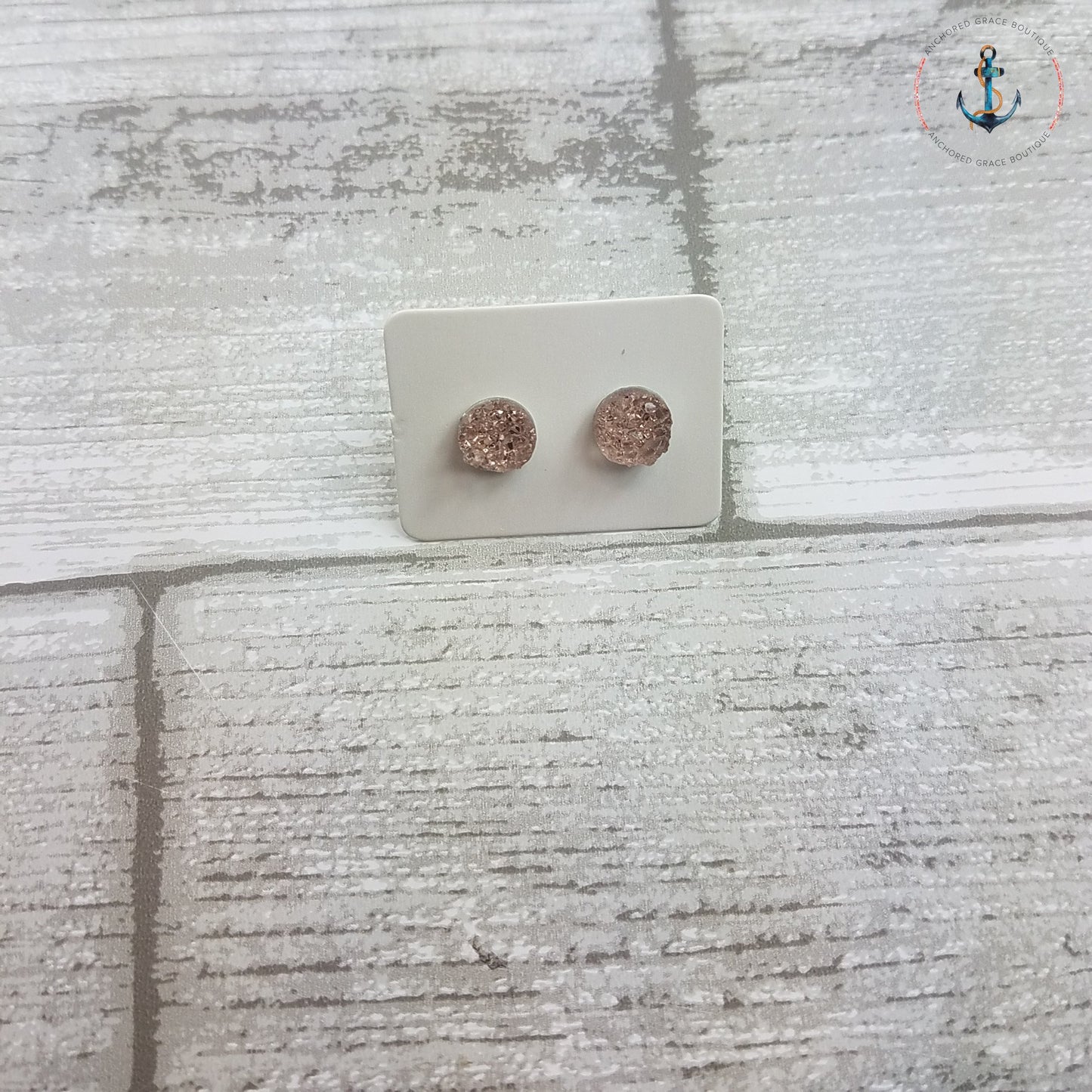 8Mm Druzy Stud Earrings - Taupe