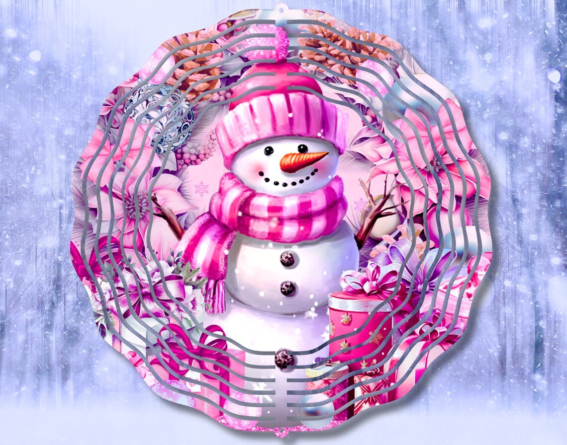 Pink Snowman Wind Spinner