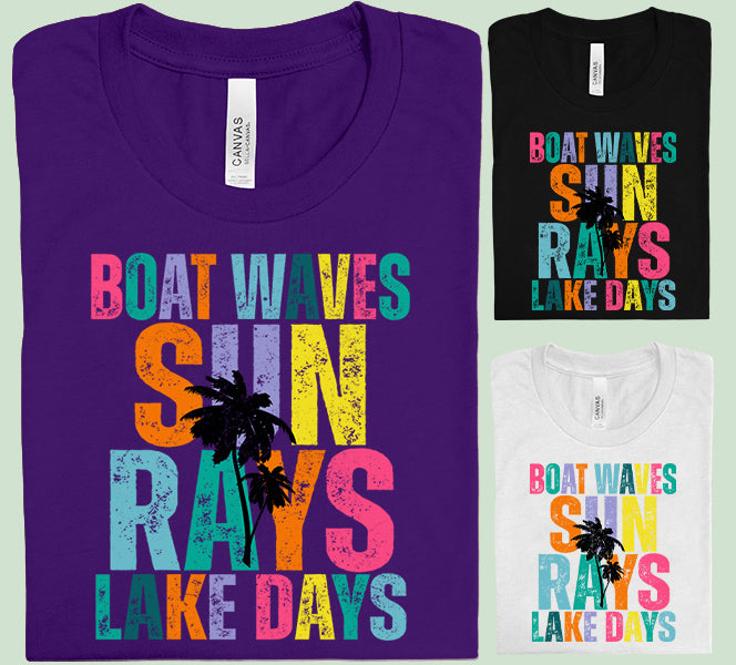 Boat Waves Sun Rays Lake Days Graphic Tee