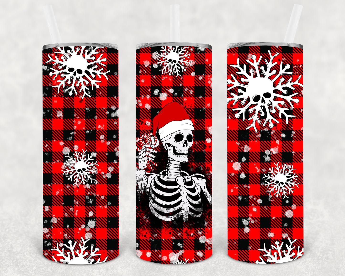 Santa Skeleton 20 Oz Skinny Tumbler