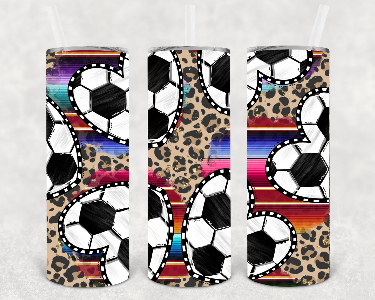 Serape Leopard Soccer 20 Oz Skinny Tumbler
