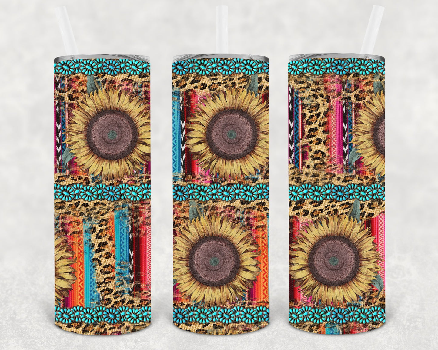 Serape Sunflowers 20 Oz Skinny Tumbler