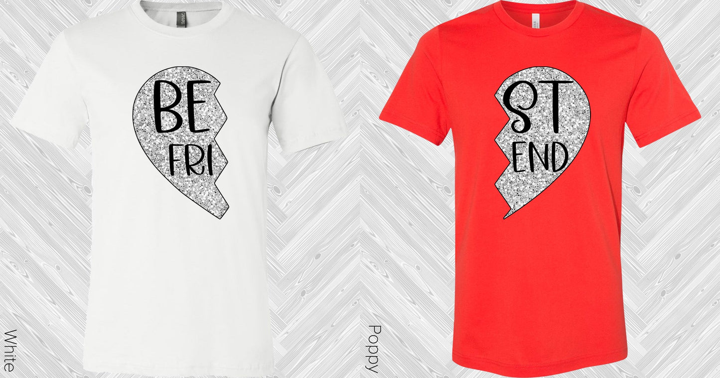 Silver Sparkle Heart Best Friend (Right Shirt In Photo) Graphic Tee Graphic Tee