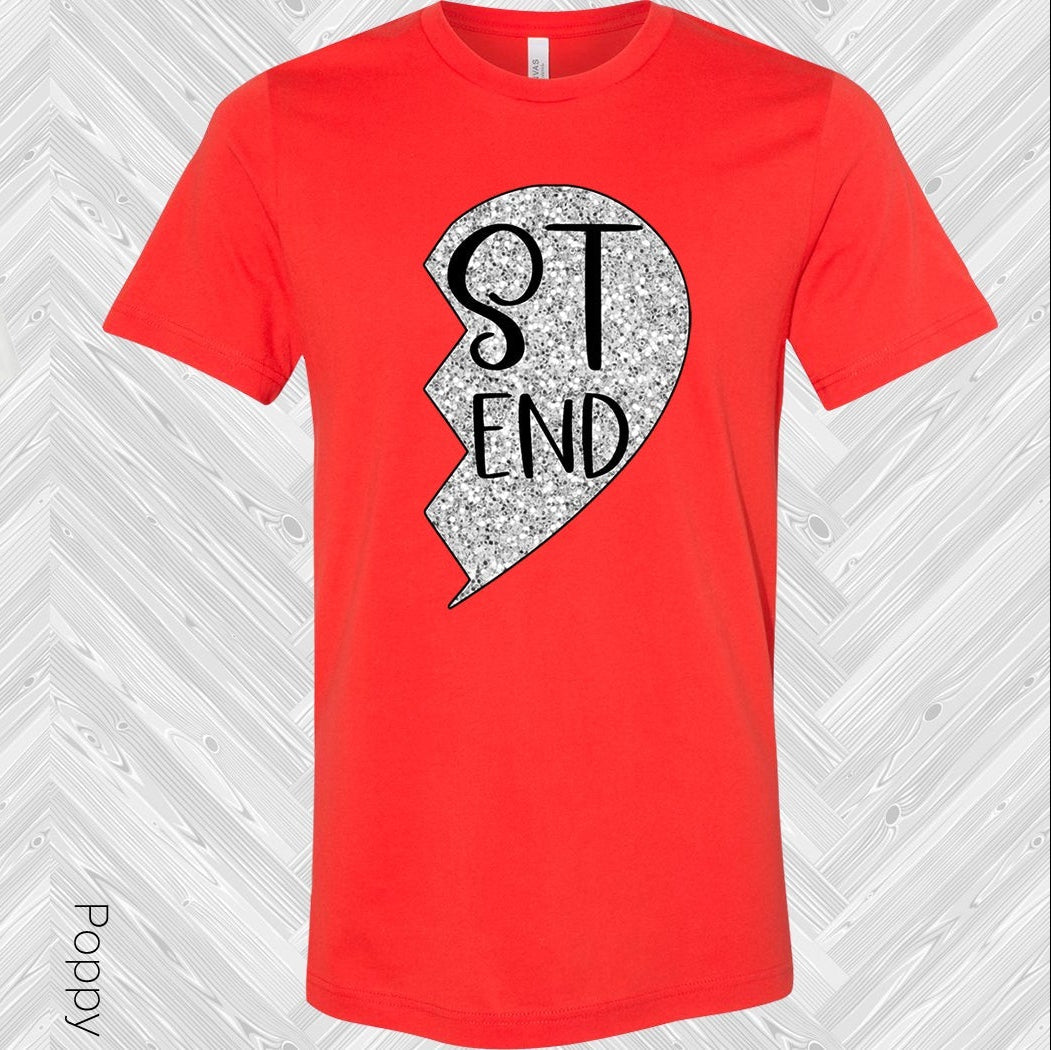 Silver Sparkle Heart Best Friend (Right Shirt In Photo) Graphic Tee Graphic Tee
