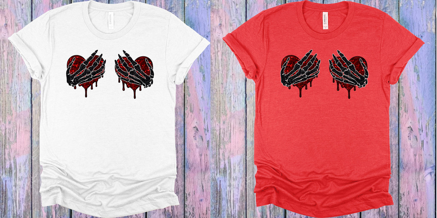 Skeleton Hand Hearts Graphic Tee Graphic Tee