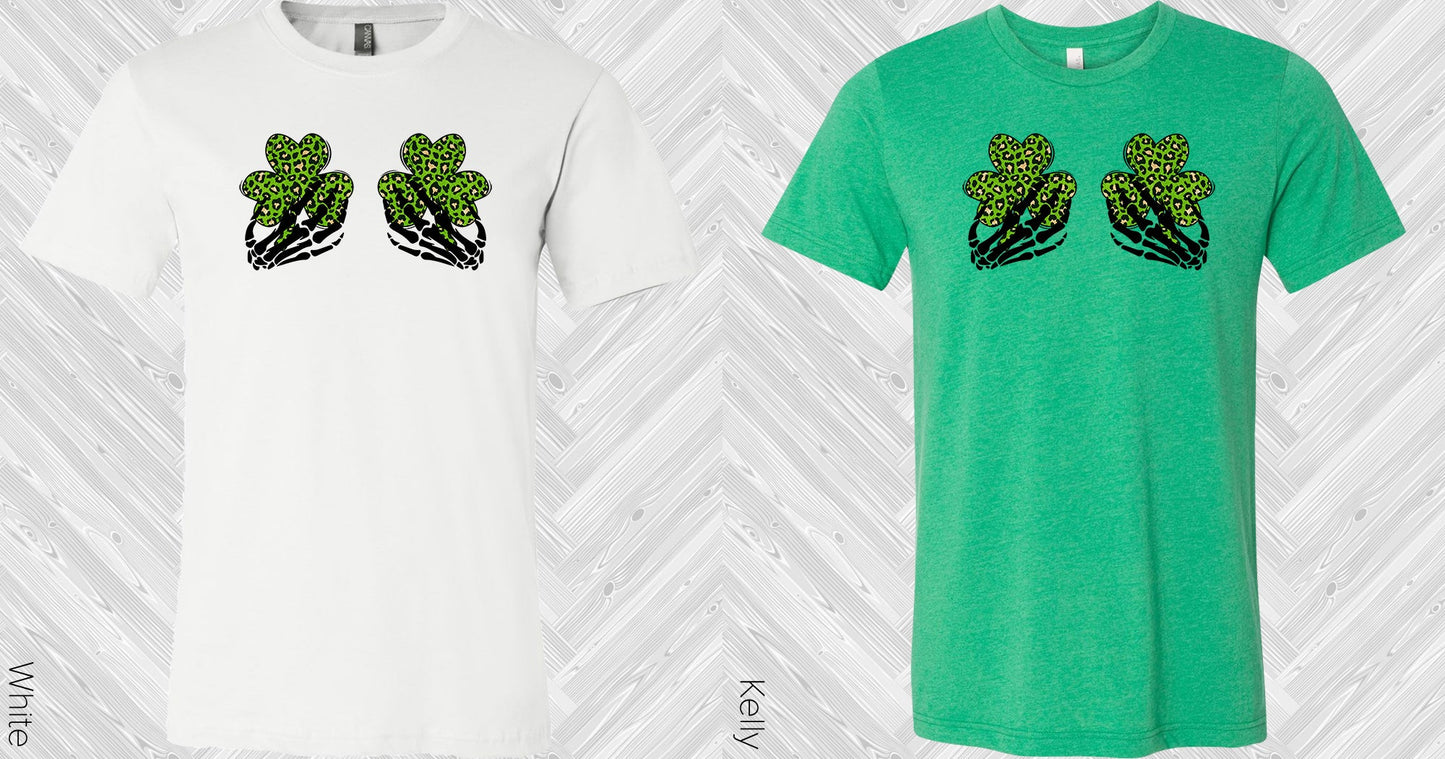 Skeleton Hand Shamrocks Graphic Tee Graphic Tee