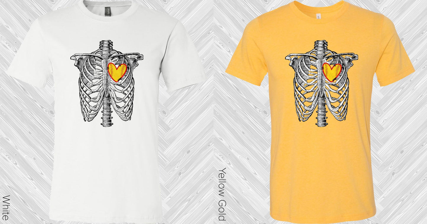 Skeleton Softball Heart Graphic Tee Graphic Tee