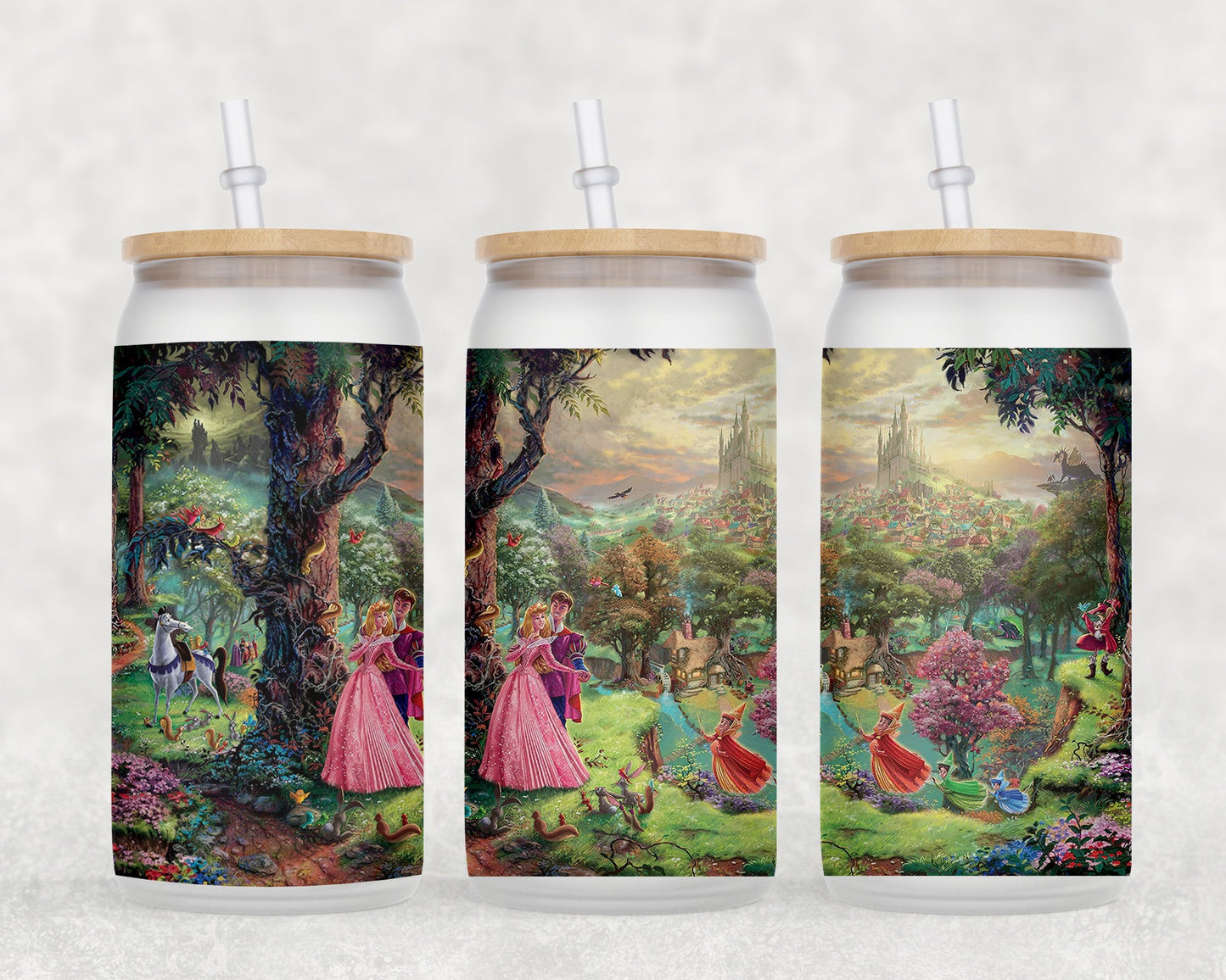 Sleeping Beauty 16 Oz Glass Can Coffee Mug