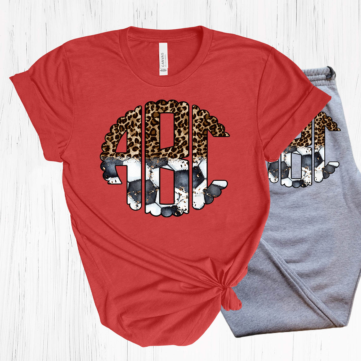 Soccer Leopard Monogram Graphic Tee Graphic Tee