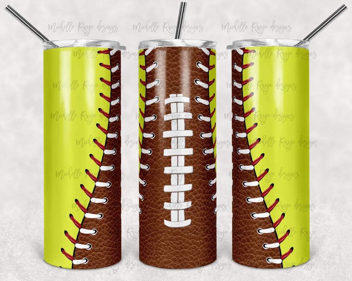 Softball Football 20 Oz Skinny Tumbler