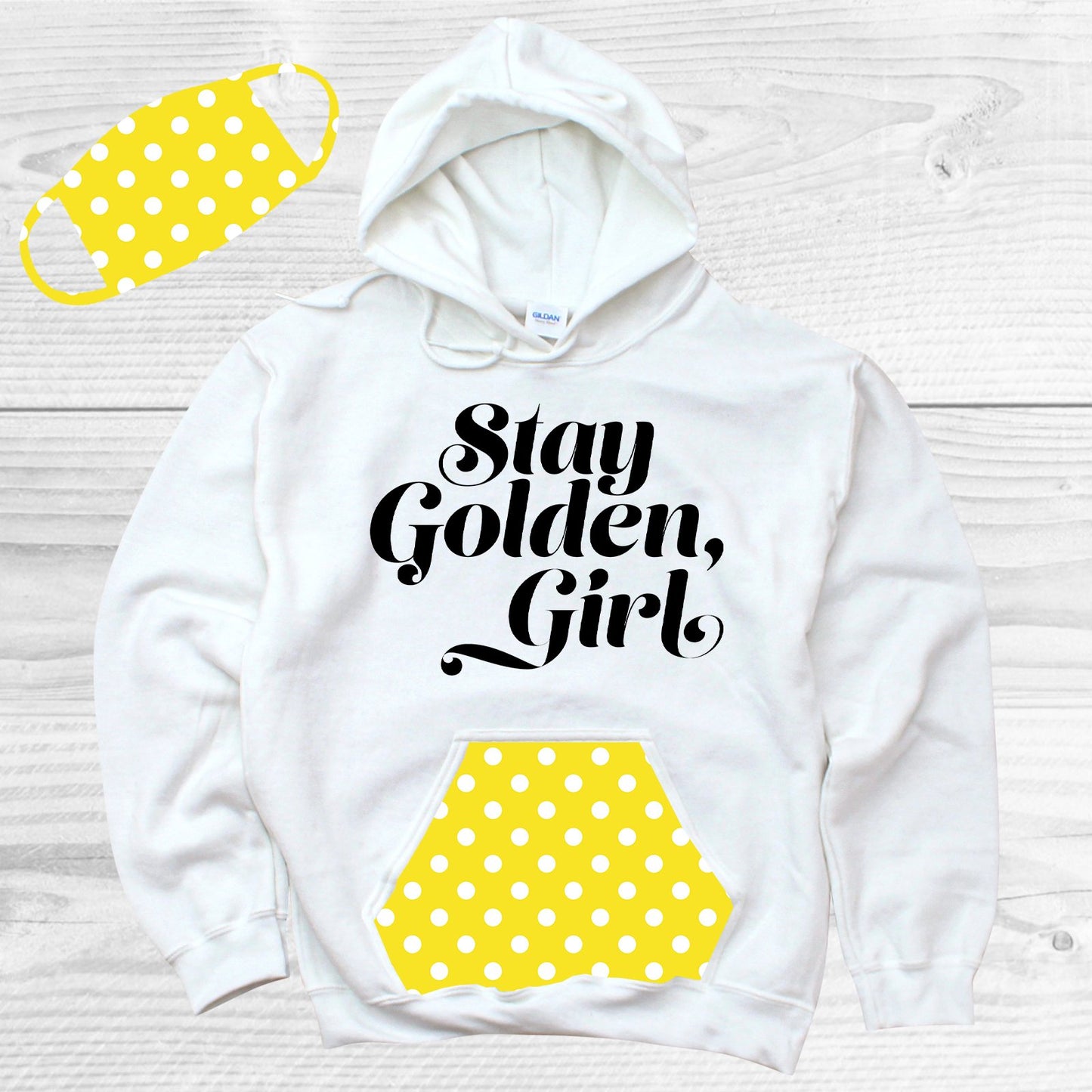 Stay Golden Girl Pattern Pocket Hoodie Graphic Tee