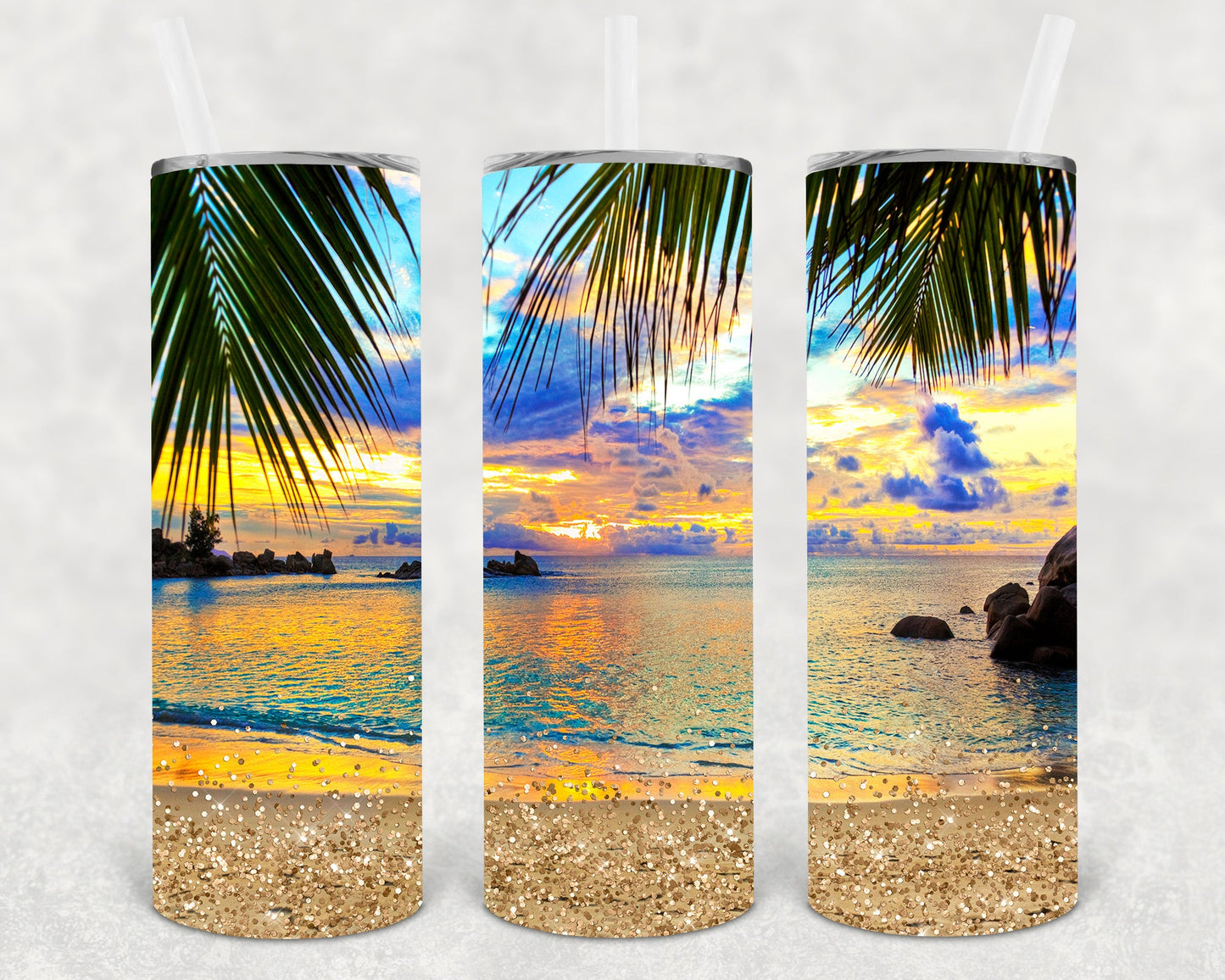 Summer Beach 20 Oz Skinny Tumbler