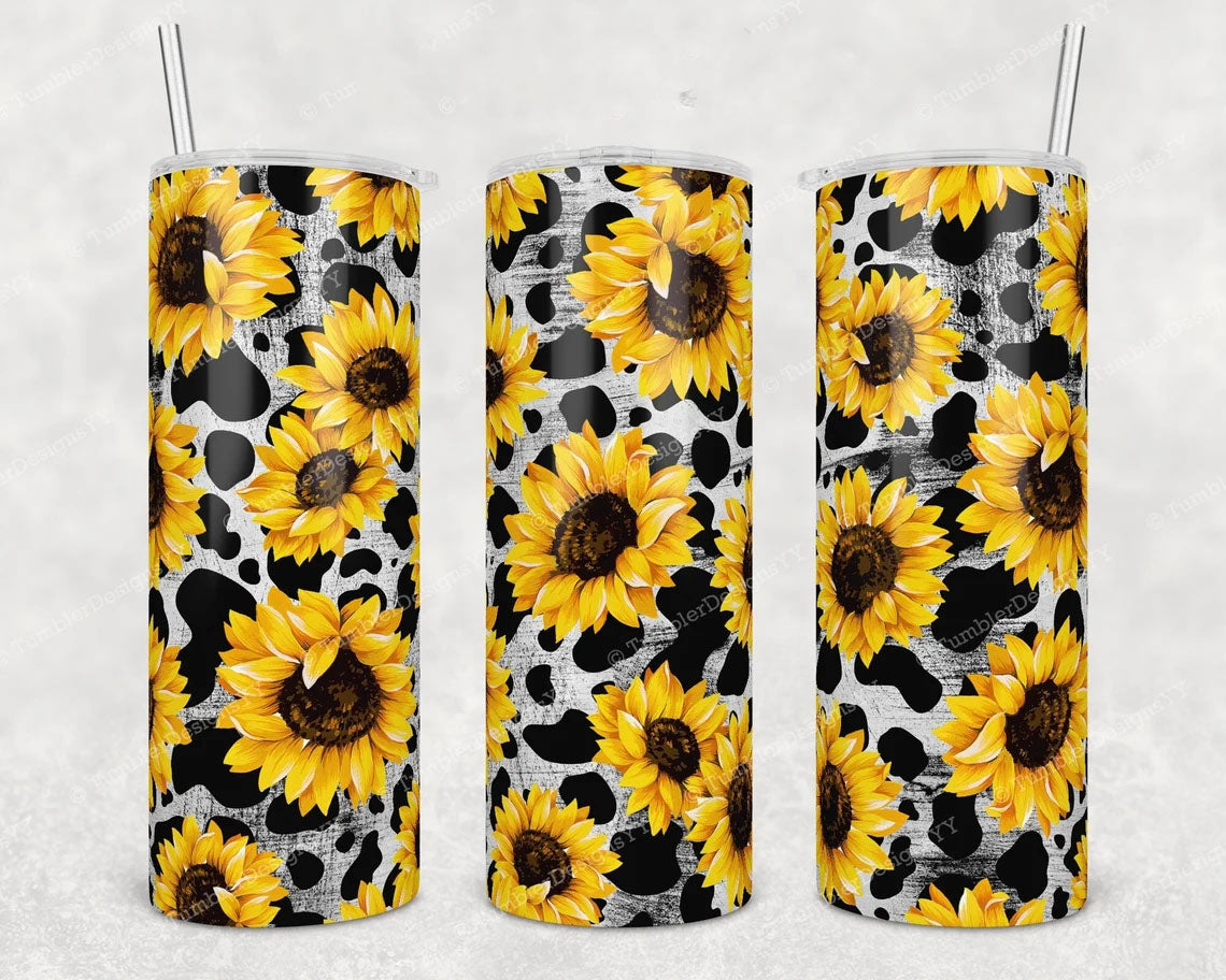 Sunflower Cow 20 Oz Skinny Tumbler