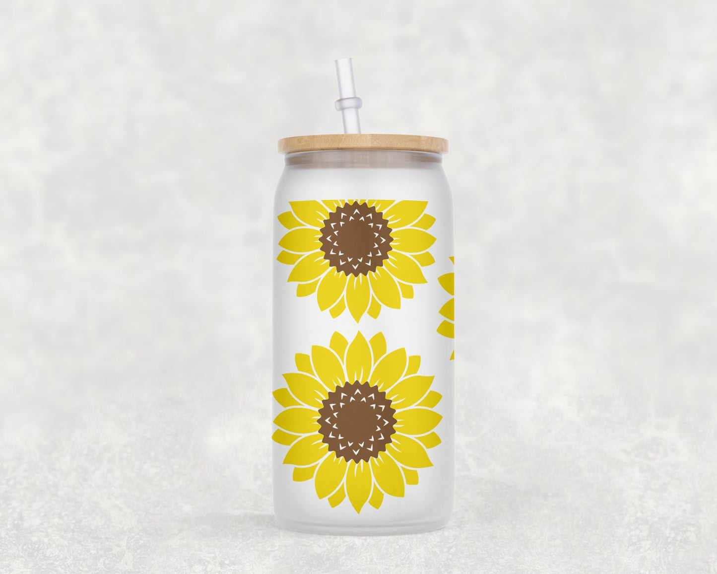 Sunflowers 16 Oz Glass Can Coffee Mug