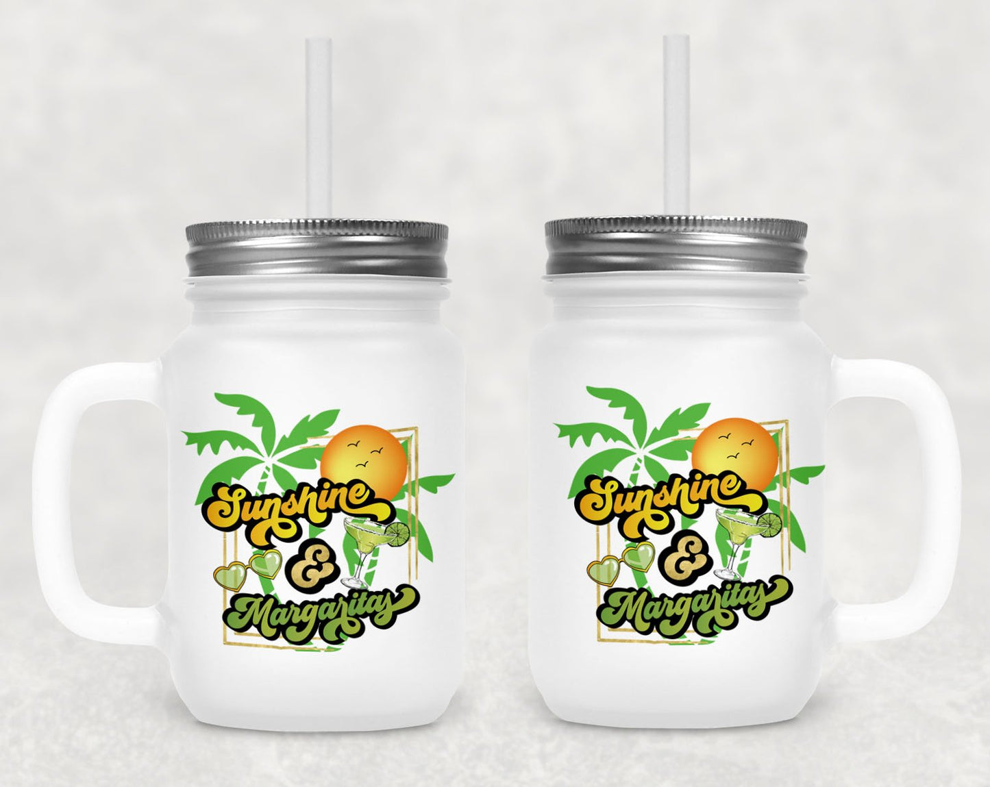 Sunshine & Margaritas Frosted Mason Jar