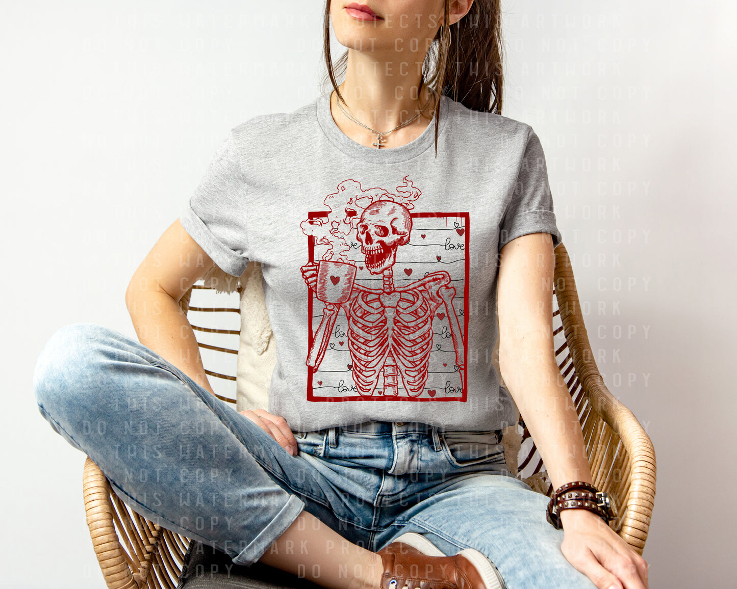 Love Coffee Skeleton Graphic Tee
