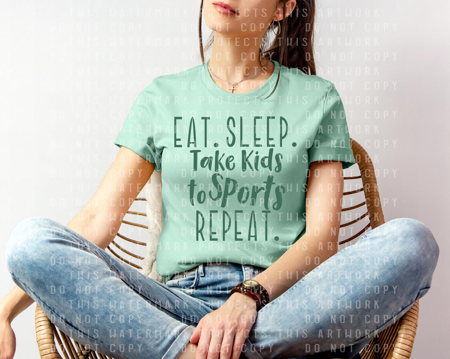 Eat Sleep Take Kids to Sports Repeat Graphic Tee