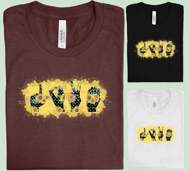Love Sign Language Sunflower Graphic Tee