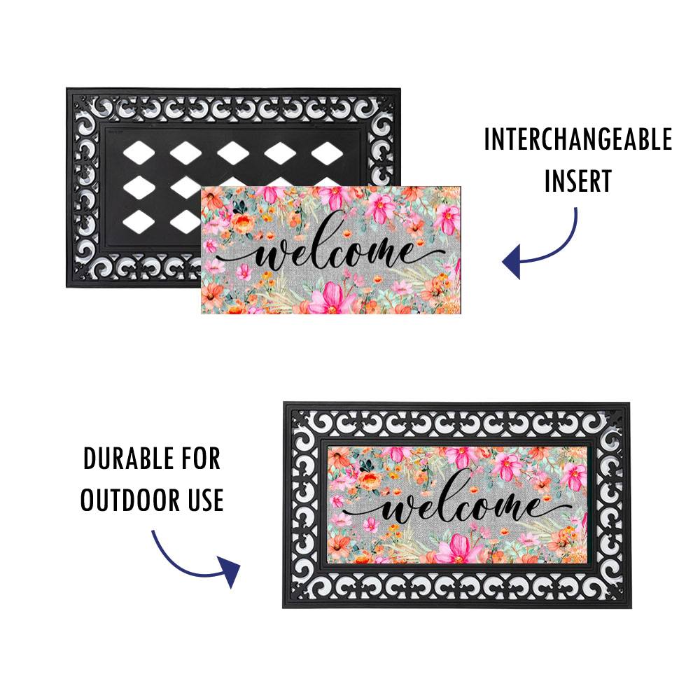 Welcome Spring Floral Door Mat