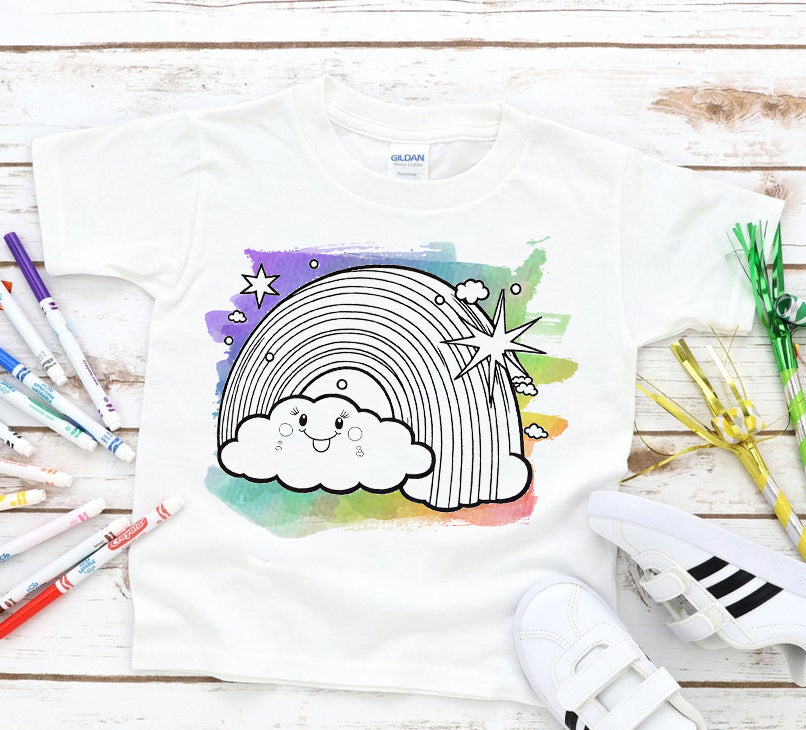 Coloring Tee - Rainbow Graphic Tee