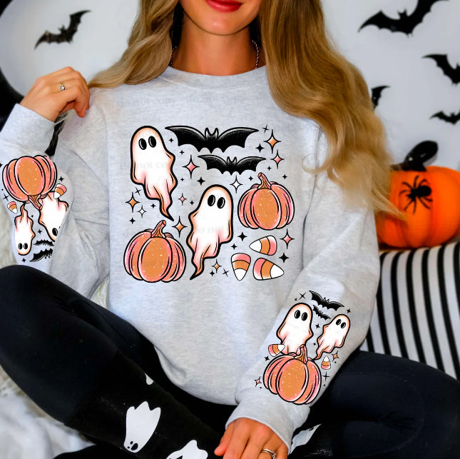 Pumpkins Bats Ghosts Graphic Tee