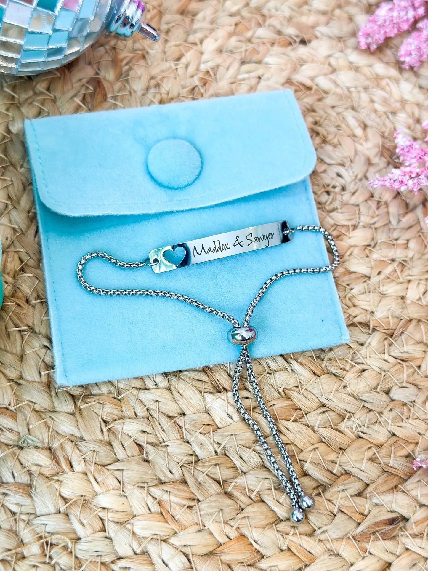 Custom Engraved Heart Bar Bracelet