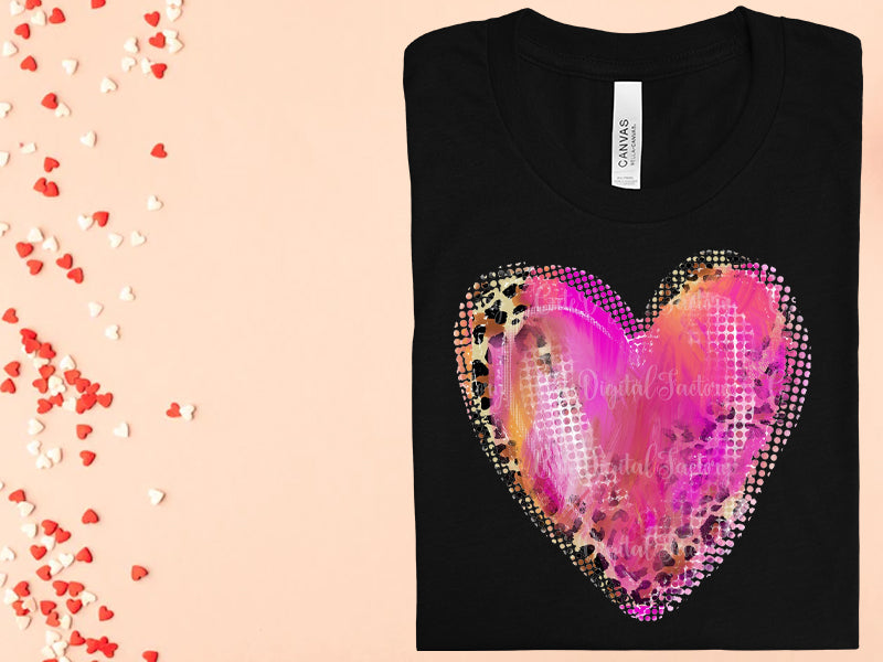 Bright Leopard Heart Graphic Tee Graphic Tee