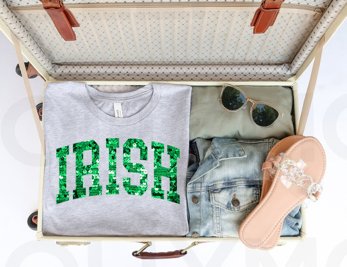 Faux Glitter Irish Graphic Tee