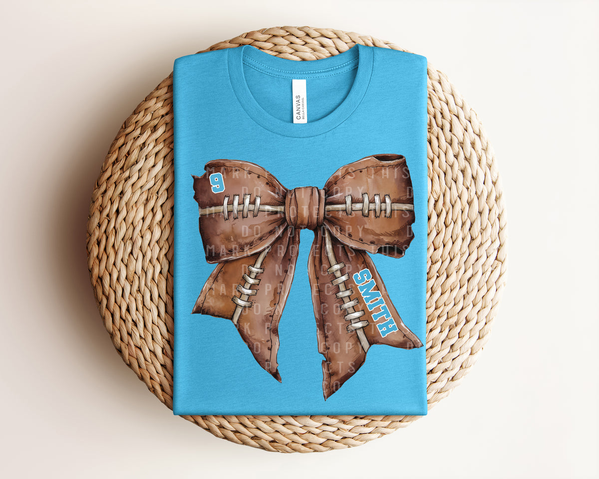 Football Bow with Name/Number Graphic Tee