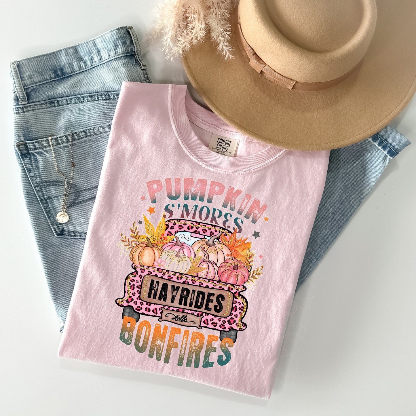 Pumpkins Smores Hayrides Bonfires Graphic Tee