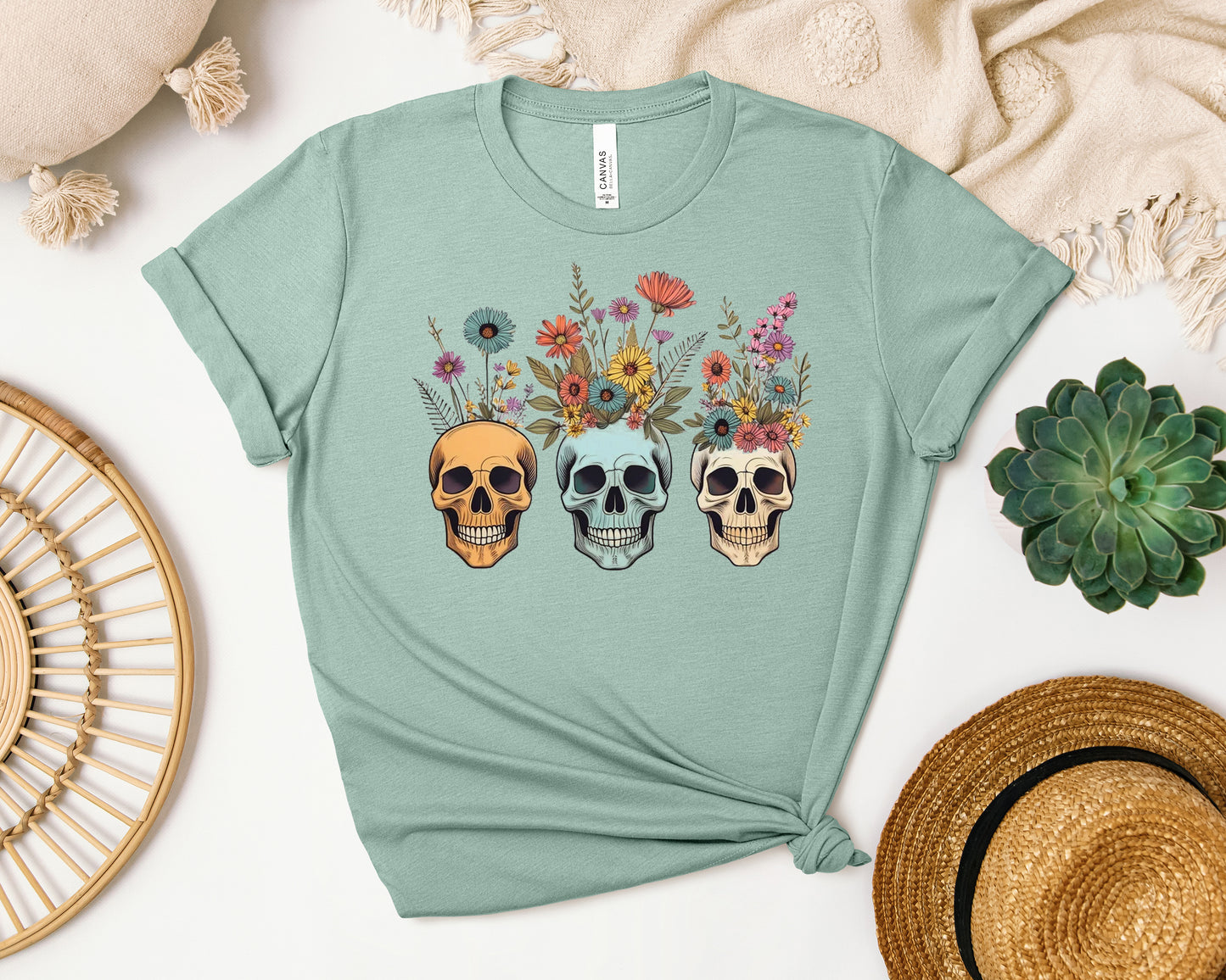 Floral Skulls Graphic Tee
